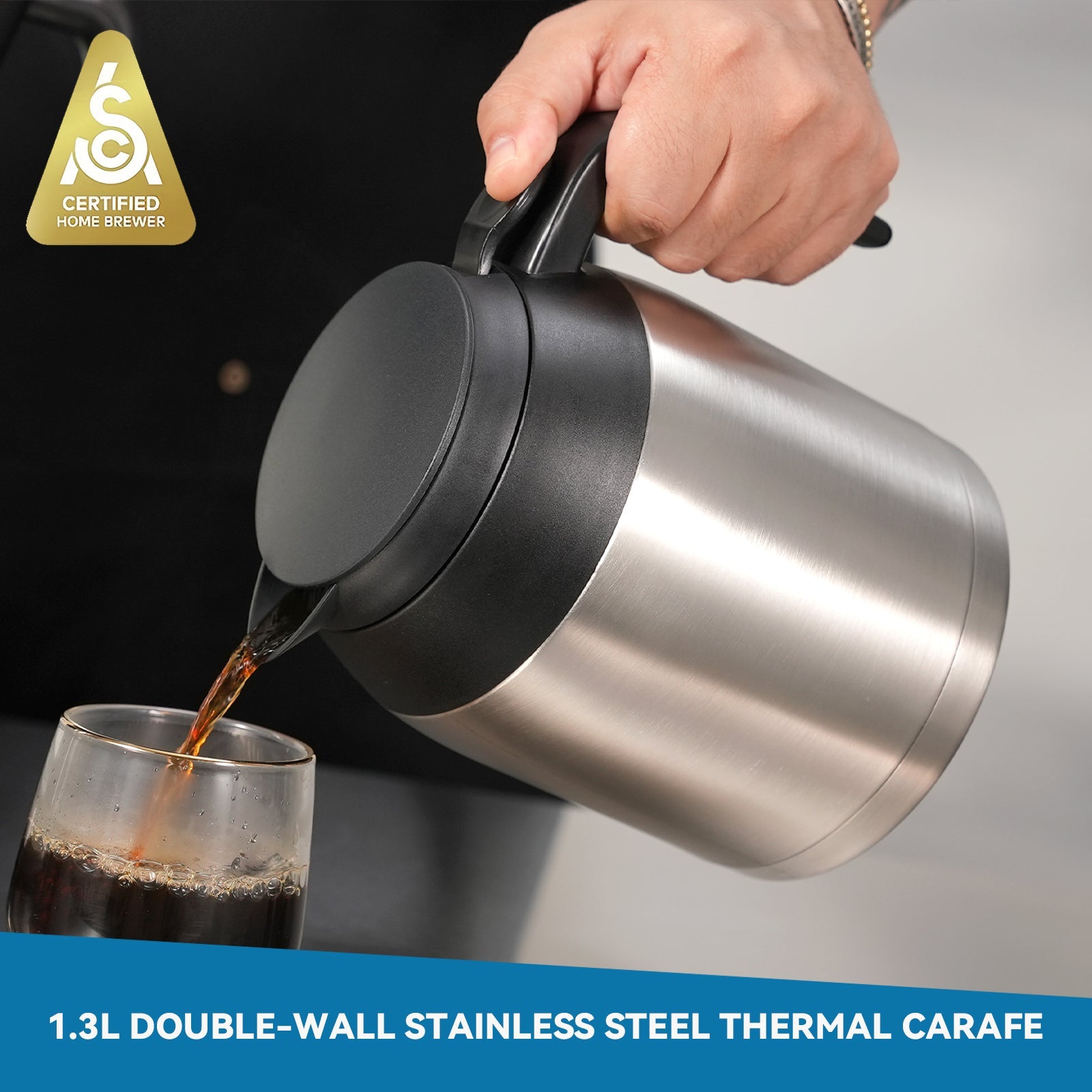 Connoisseur 8-Cup Drip Coffee Brewer One-Touch with Thermal Carafe and Hanging Basket - SCA Certified Home Brewer - Naomi Joe Coffee