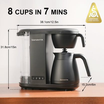 Enthusiast 8-Cup Drip Coffee Brewer with 1.3L Thermal or Glass Carafe - Naomi Joe Coffee