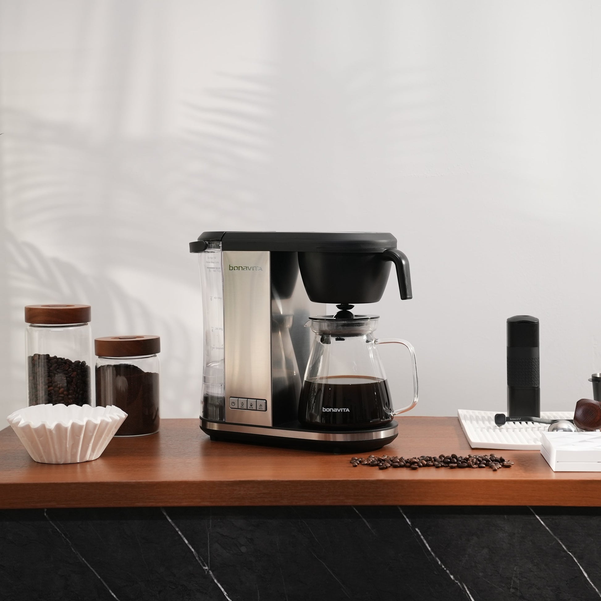 Enthusiast 8-Cup Drip Coffee Brewer with 1.3L Thermal or Glass Carafe - Naomi Joe Coffee