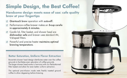 Bonavita 5-Cup Coffee Maker, Thermal Coffee Brewer – Compact Size, Elegant, and Precise, BPA-Free - Naomi Joe Coffee